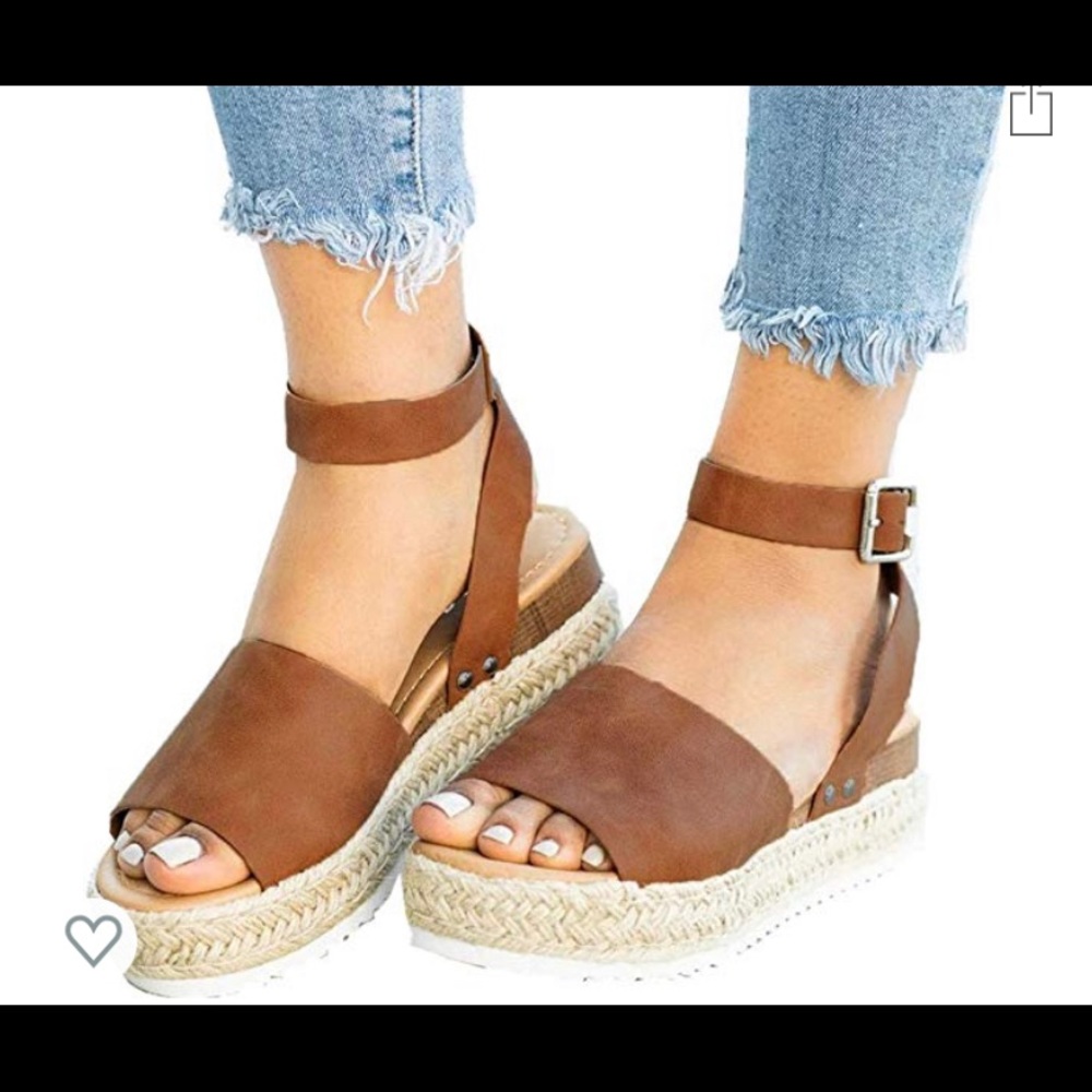 Brown strap sandals.